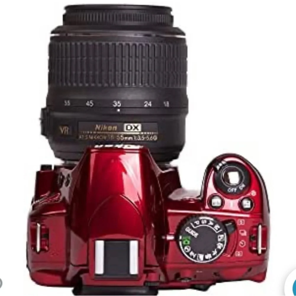Cranberry Red Nikon digital camera with different size lense 2 battery w/charger
